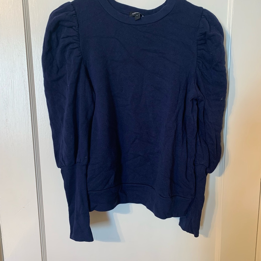 Express navy puff sleeve sweatshirt